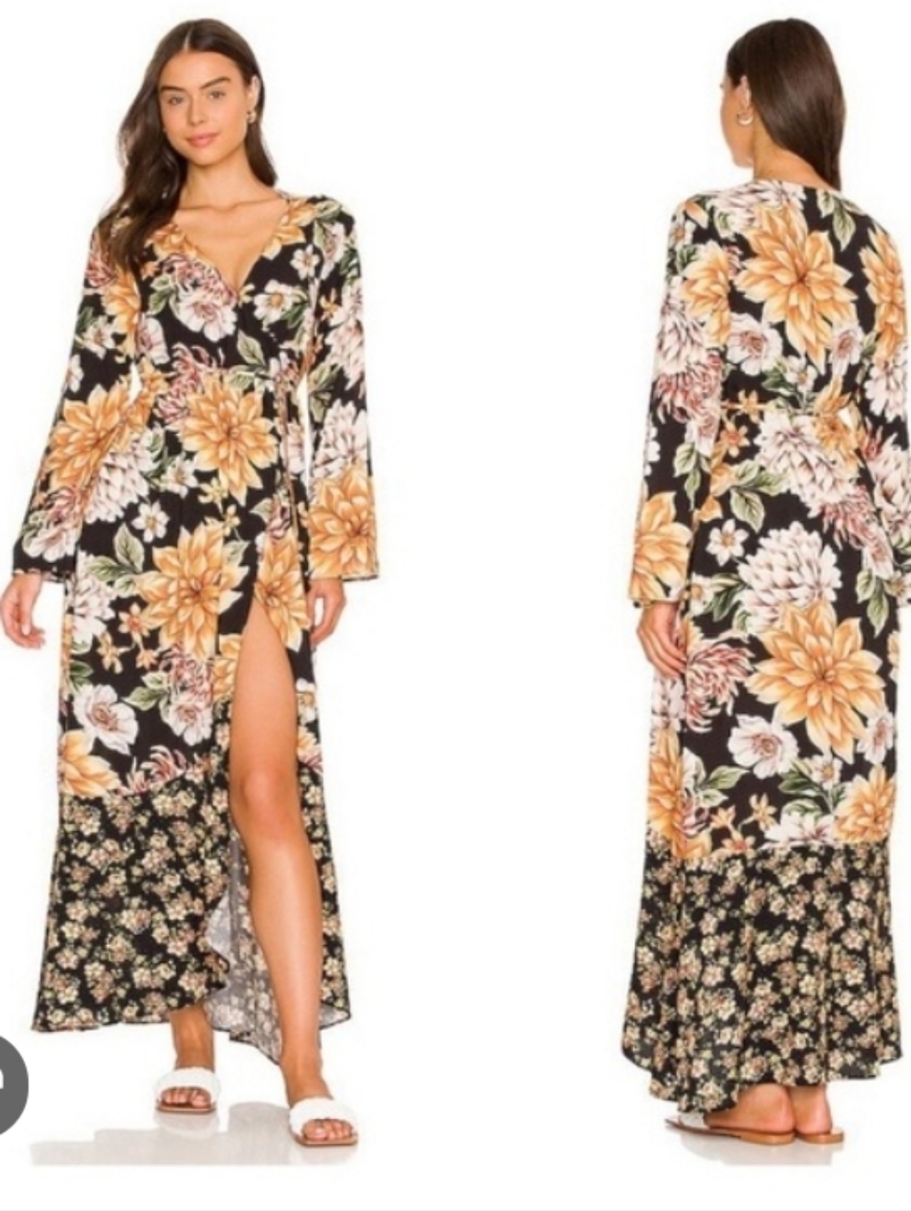 EUC Maaji Glorious Garden Moonbow Maxi Dress/ Kimono Swim Coverup, Size Large.